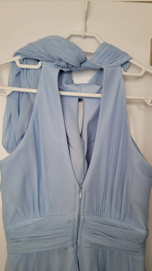 Mavi Drapeli Kısa Abiye Elbise - Görsel 3