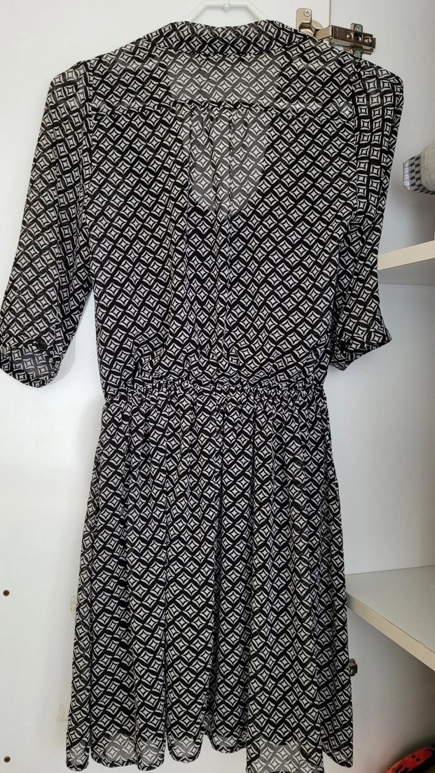 desenli siyah elbise - Görsel 5