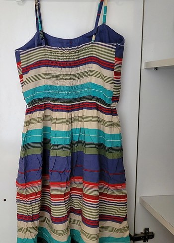 Çizgili Askılı Kısa Kadın Elbise - Görsel 2