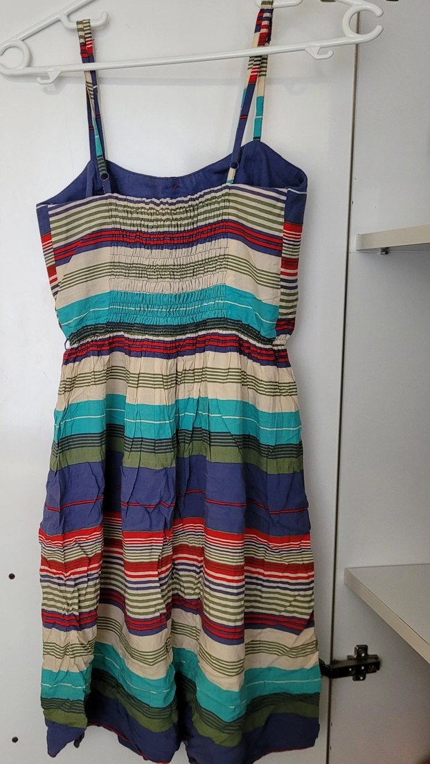 Çizgili Askılı Kısa Kadın Elbise - Görsel 2