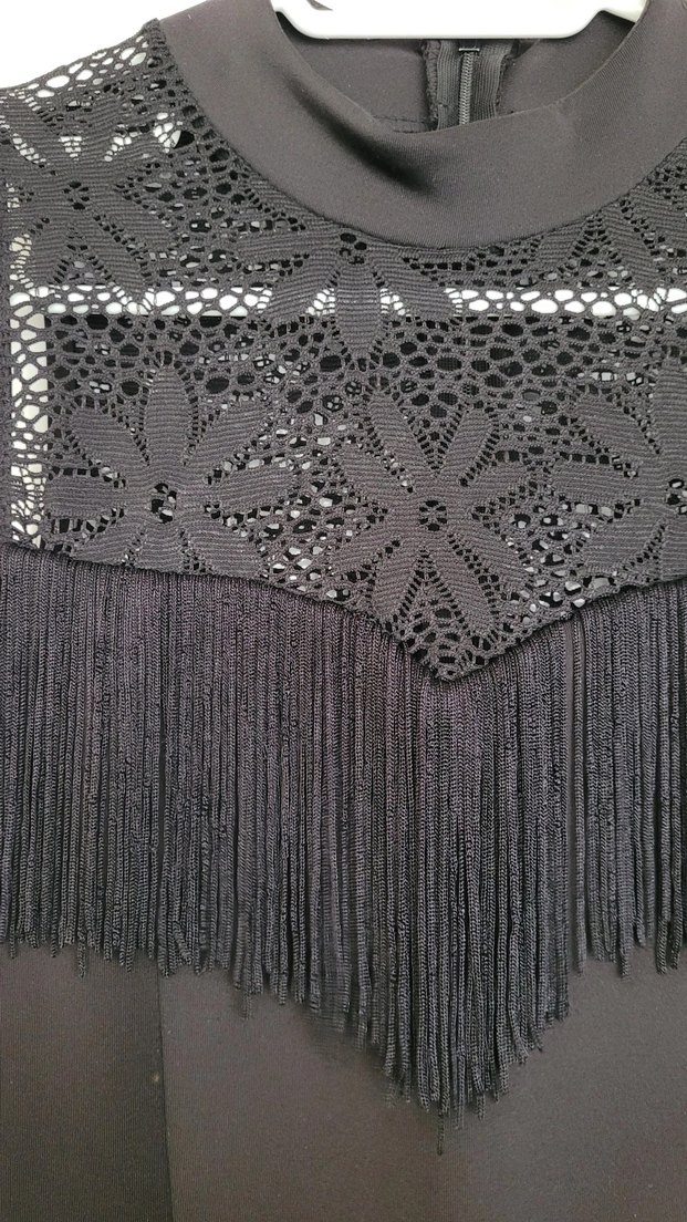 Püsküllü Nakışlı Siyah Uzun Abiye Elbise - Görsel 2