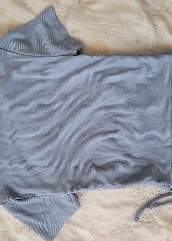 Defacto Kadın Mavi Denim Baskılı Kısa Kollu Tişört
