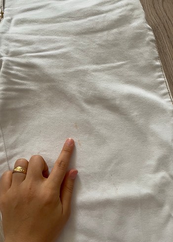 m Beden Düğmeli Beyaz Keten Kadın Pantolon
