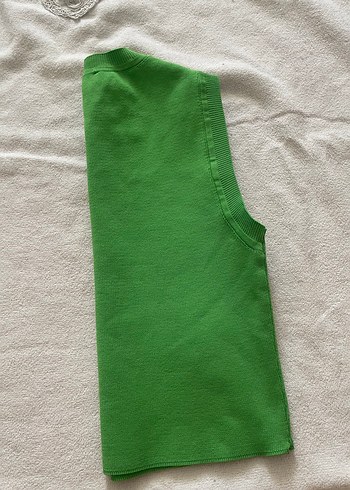 Zara Yeşil Düz Basic Kolsuz Atlet