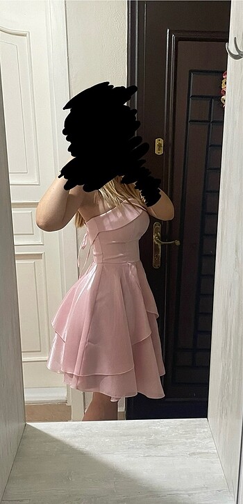 Zara toz pembe abiye elbise