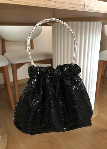 Beden siyah Renk Siyah Payetli Gotik Kadın Portföy Çanta