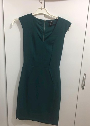 V Yakalı Midi Kadın Elbise - Görsel 2