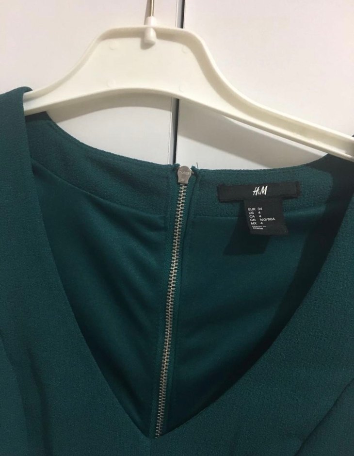 V Yakalı Midi Kadın Elbise - Görsel 3