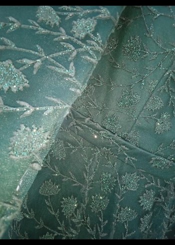 Yeşil Desenli Uzun Kadın Elbise - Görsel 5