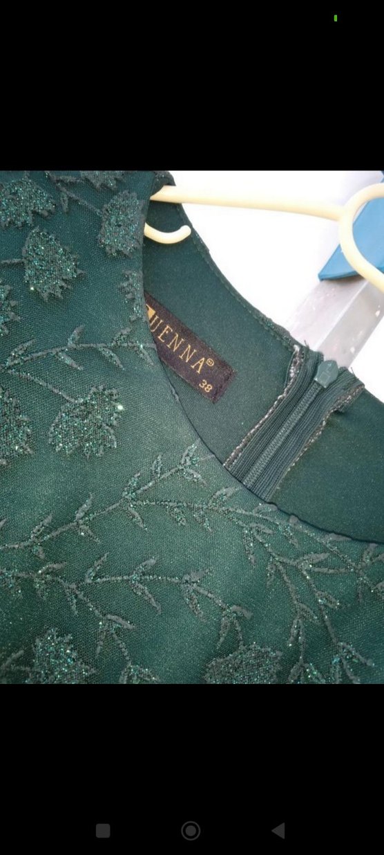 Yeşil Desenli Uzun Kadın Elbise - Görsel 4