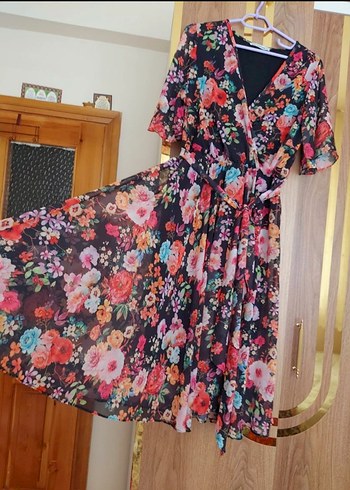 Çiçek Desenli Uzun Bohem Elbise - Görsel 2