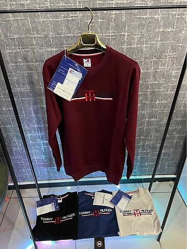 s Beden bordo Renk Tommy Hilfiger Erkek Sweatshirt