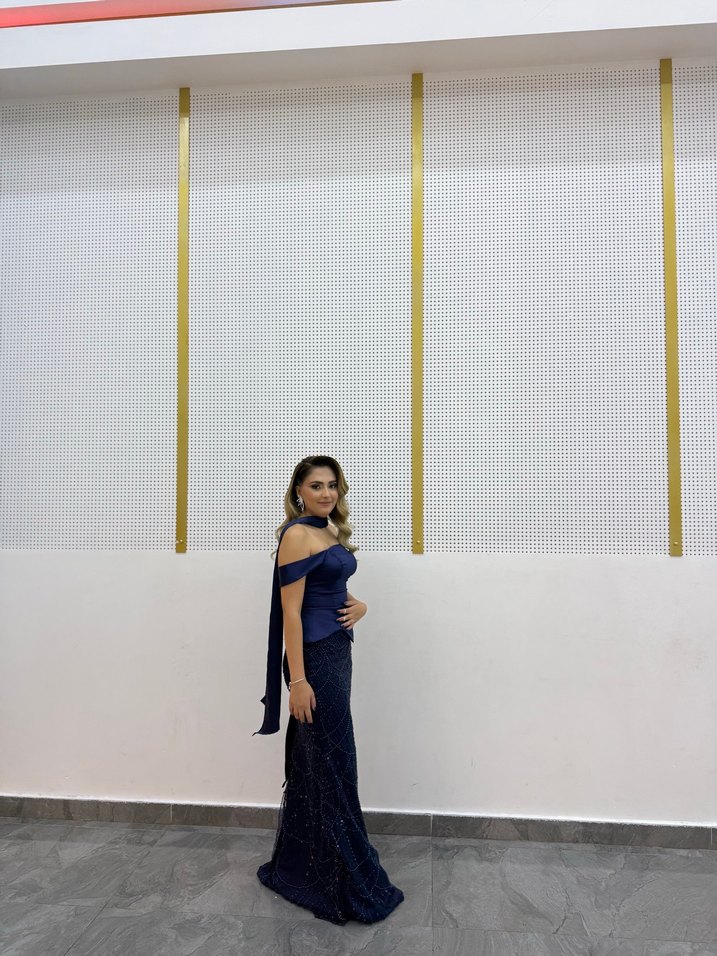 FLacivert Uzun Abiye Elbise - Görsel 2