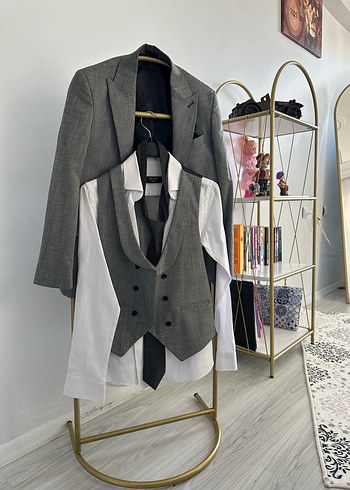 Gri Regular Fit Damatlık Takım Elbise - Görsel 5