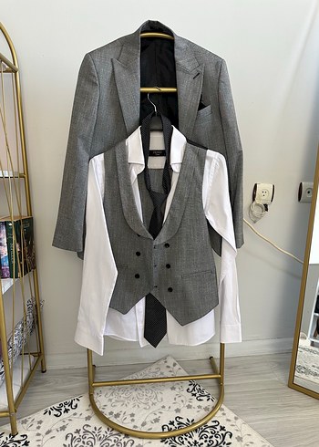 Gri Regular Fit Damatlık Takım Elbise - Görsel 4