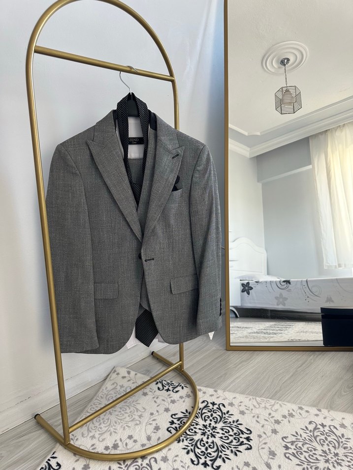 Gri Regular Fit Damatlık Takım Elbise - Görsel 2