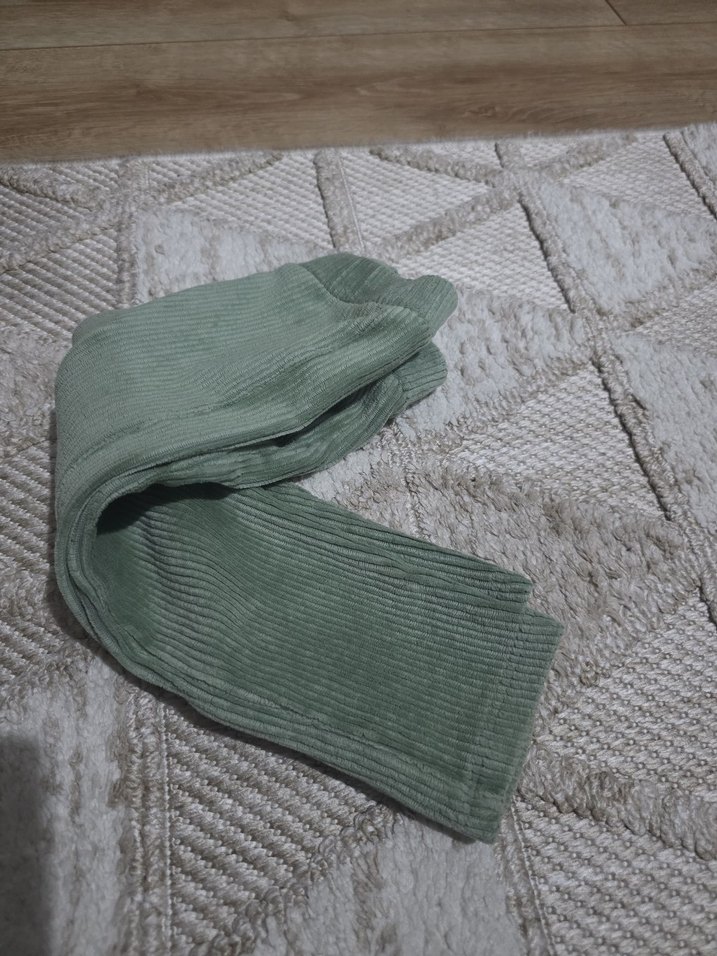 Kız Çocuk  kadife Yeşil Rahat Kesim Tayt - Görsel 3