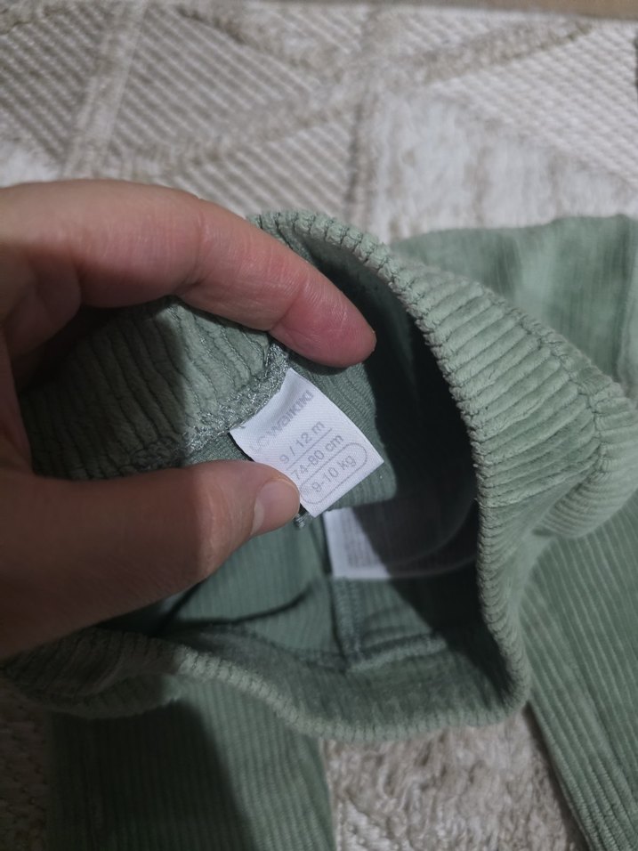 Kız Çocuk  kadife Yeşil Rahat Kesim Tayt - Görsel 2