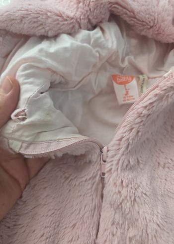 Kız Çocuk Kapüşonlu Pembe Peluş Yelek - Görsel 4