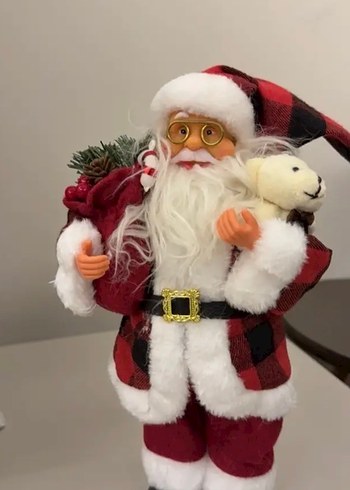 Kırmızı Ekose Desenli Noel Baba figürü - Görsel 2