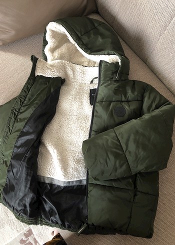 Erkek Çocuk Haki Kapüşonlu Sıcak Mont - Görsel 3