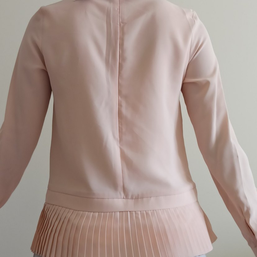 Toz pembe Piliseli Bluz - Görsel 2