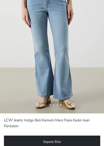 LCW Jeans Indigo Beli Kemerli Mars Flare Kadın Jean
