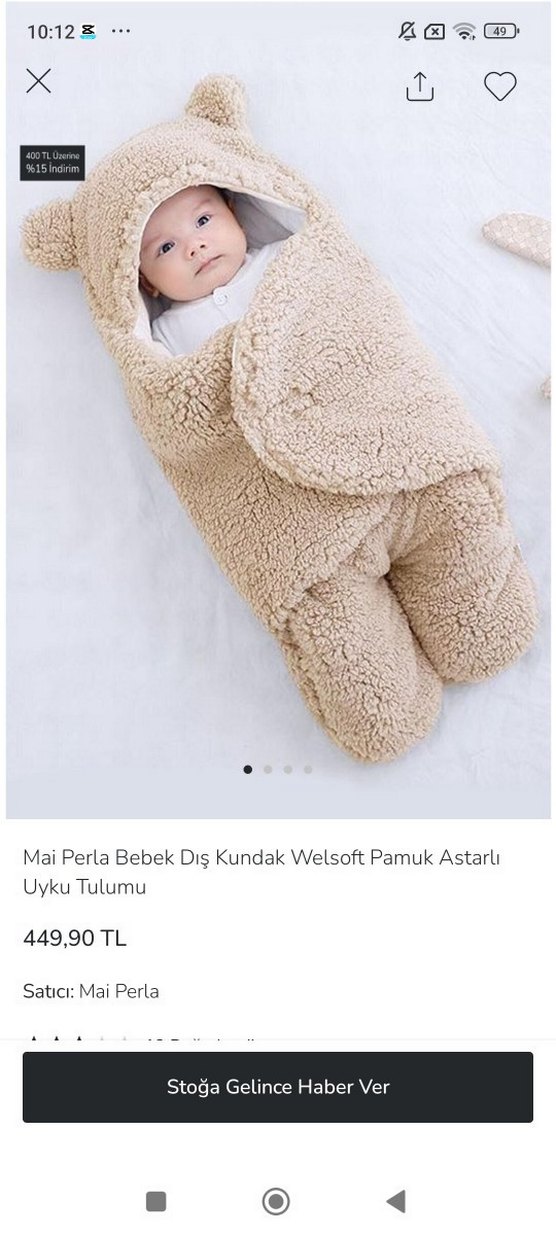 Migie Bej peluş bebek kundak tulumu, Yumuşak Kumaş - Görsel 2