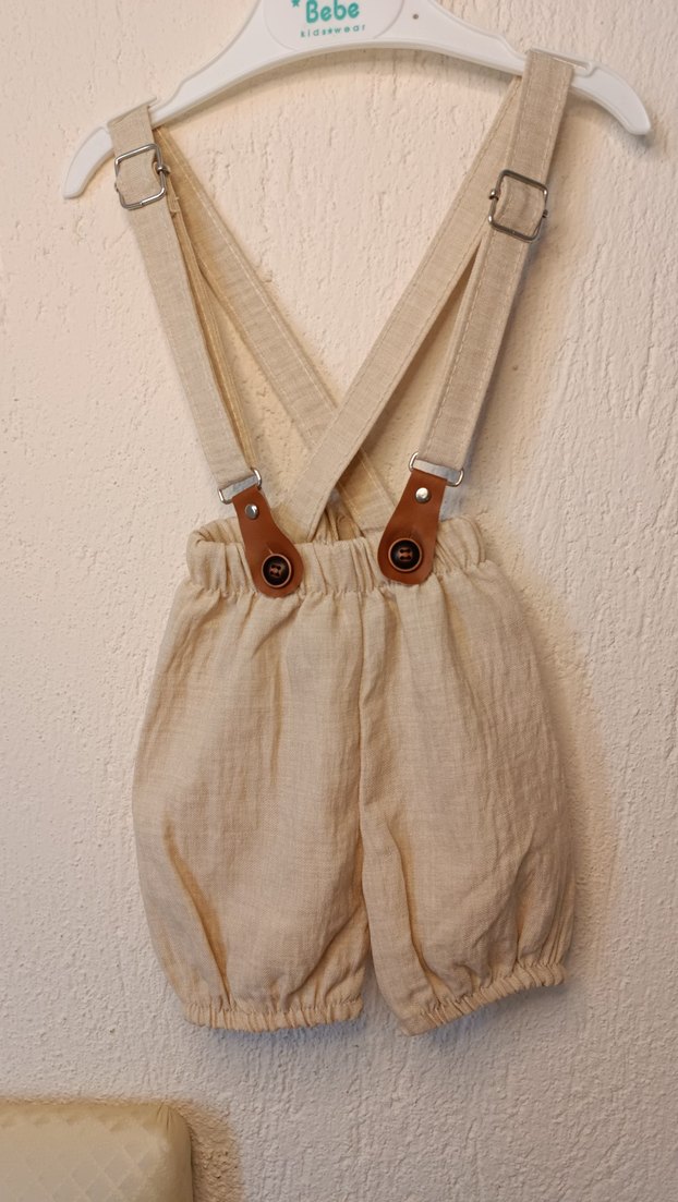 Erkek Bebek papyonlu t-shirt ve salopet takımı - Görsel 2