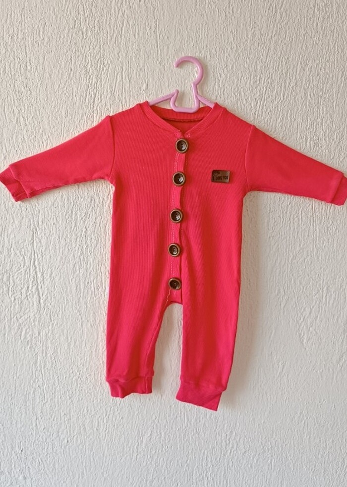 Fuşya düğmeli kiz bebek tulumu  - Görsel 2