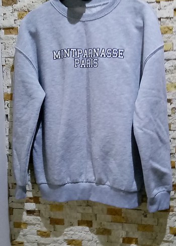 12-13 Yaş Beden Gri Baskılı Uzun Kollu Sweatshirt 12.13 yaş etiketi kesmişim
