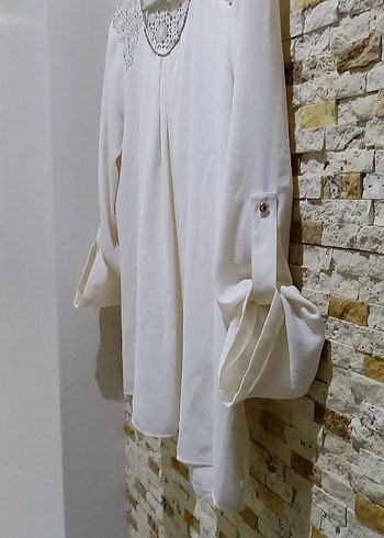 Ekolo Beyaz Dantel detaylı buluz - Görsel 7