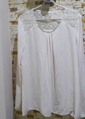 Ekolo Beyaz Dantel detaylı buluz - Görsel 4