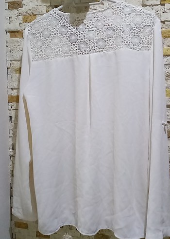 Ekolo Beyaz Dantel detaylı buluz - Görsel 6