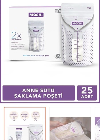 MOCHi Beyaz Süt Saklama Poşeti 200 ml - Görsel 4