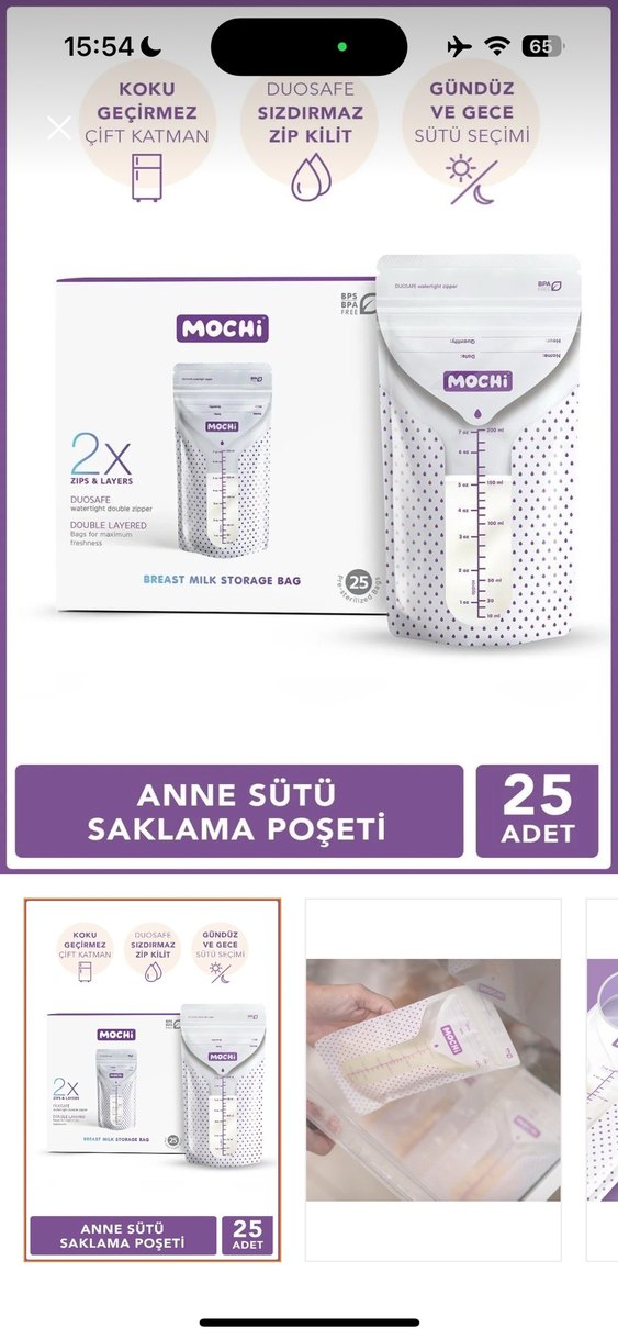 MOCHi Beyaz Süt Saklama Poşeti 200 ml - Görsel 4