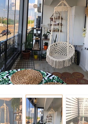 Makrome salıncak sepet- Ekru - Görsel 5