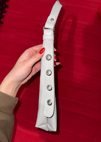 Tokalı Beyaz Deri Kadın Omuz Çantası - Görsel 3