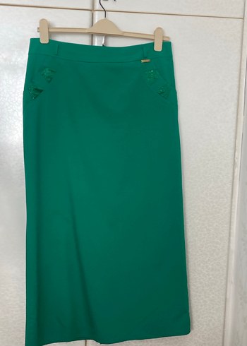 Yeşil Drapeli Uzun Kadın Etek - Görsel 2