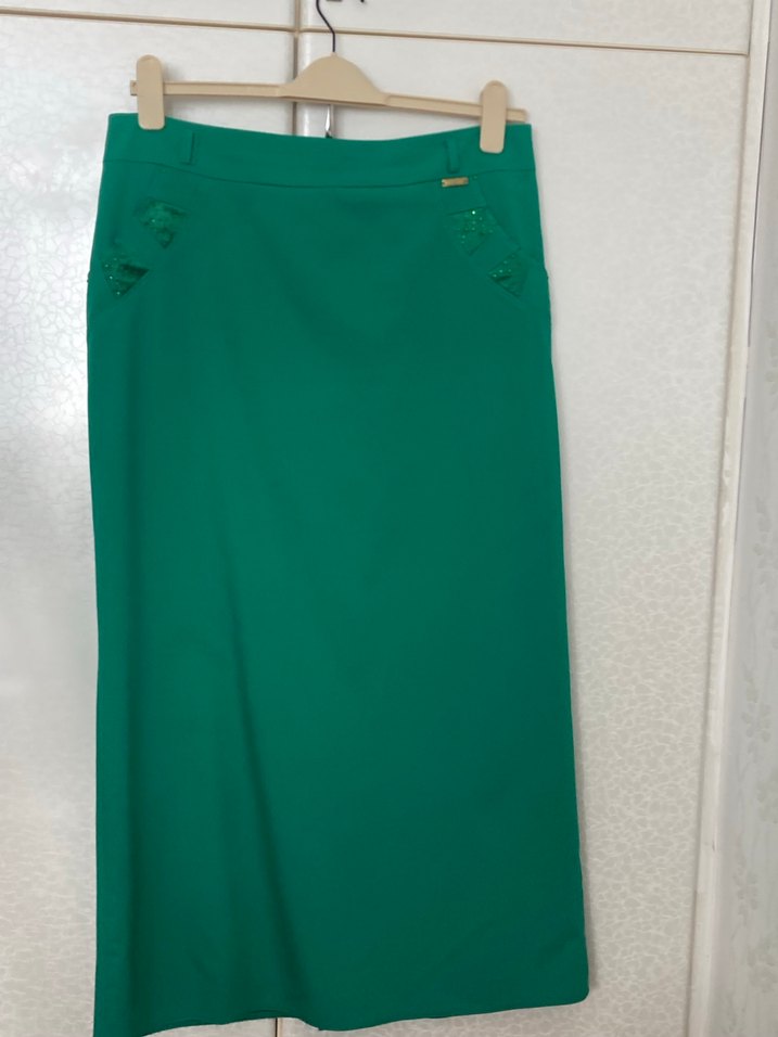 Yeşil Drapeli Uzun Kadın Etek - Görsel 2