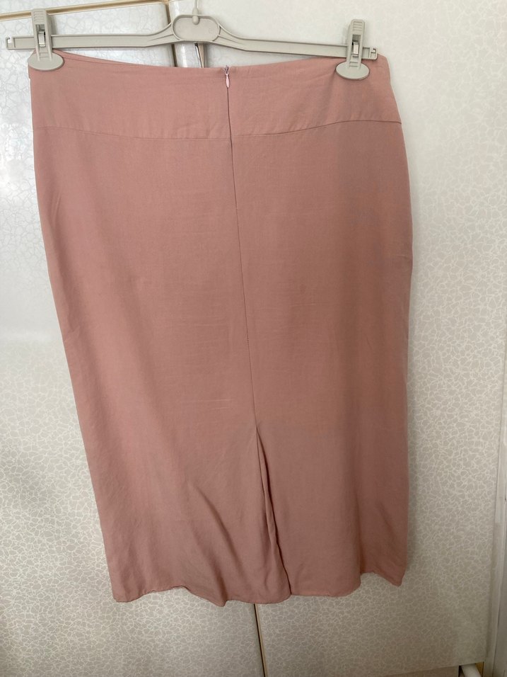 Bej Uzun Kadın Etek, Kemer Detaylı - Görsel 2