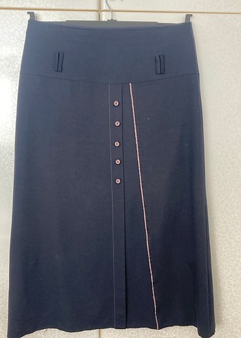 Düğmeli Lacivert  Kadın Etek - Görsel 2