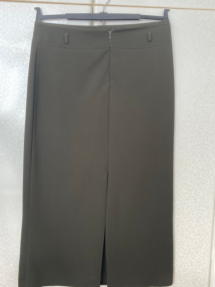 Drapeli Siyah Kadın Uzun Etek - Görsel 2