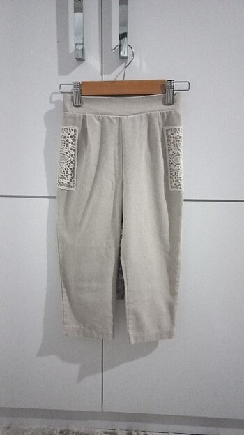 Dantel detaylı Keten pantolon 104 cm