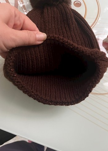 Kahverengi Örgü Kadın Bere - Görsel 5