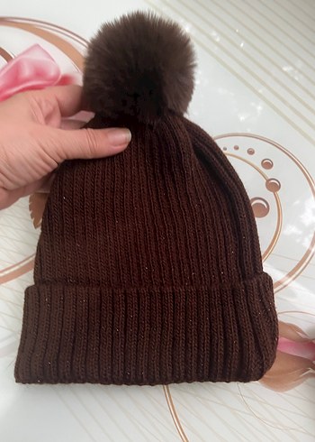 Kahverengi Örgü Kadın Bere - Görsel 4