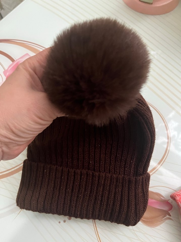 Kahverengi Örgü Kadın Bere - Görsel 2