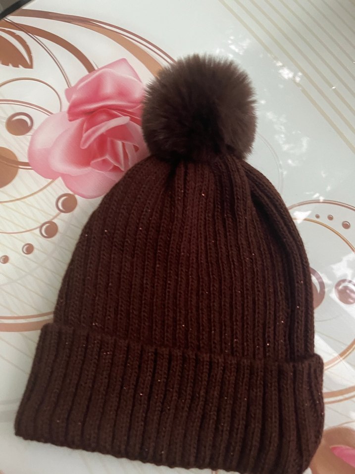 Kahverengi Örgü Kadın Bere - Görsel 3