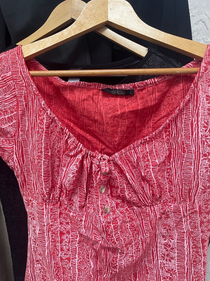 Kısa Kollu Bohem Bağlama Desenli Hamile Bluzu - Görsel 2