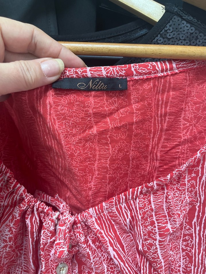 Kısa Kollu Bohem Bağlama Desenli Hamile Bluzu - Görsel 3